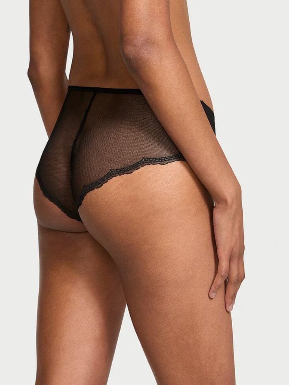 Victoria's Secret Black Lace-Trim Hipster Brief Cheeky Black